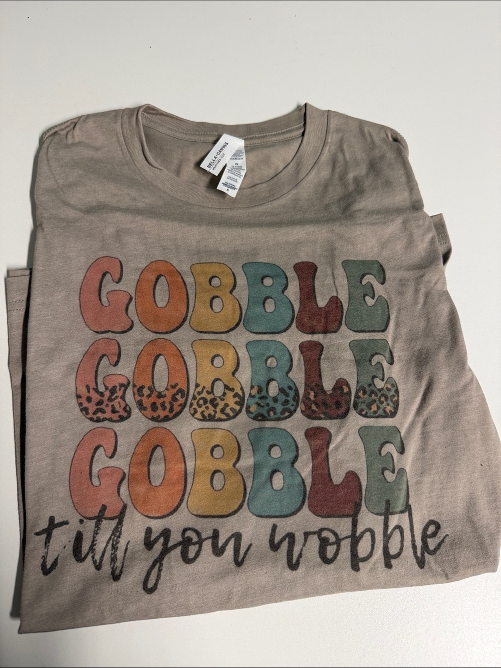 Gobble Till You Wobble Graphic Tee - Taupe